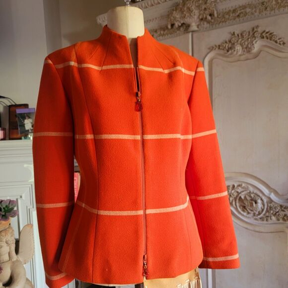 Vintage Orange Earl Rutenberg ladies blazer Sz XS USA Runs Big - Picture 1 of 6